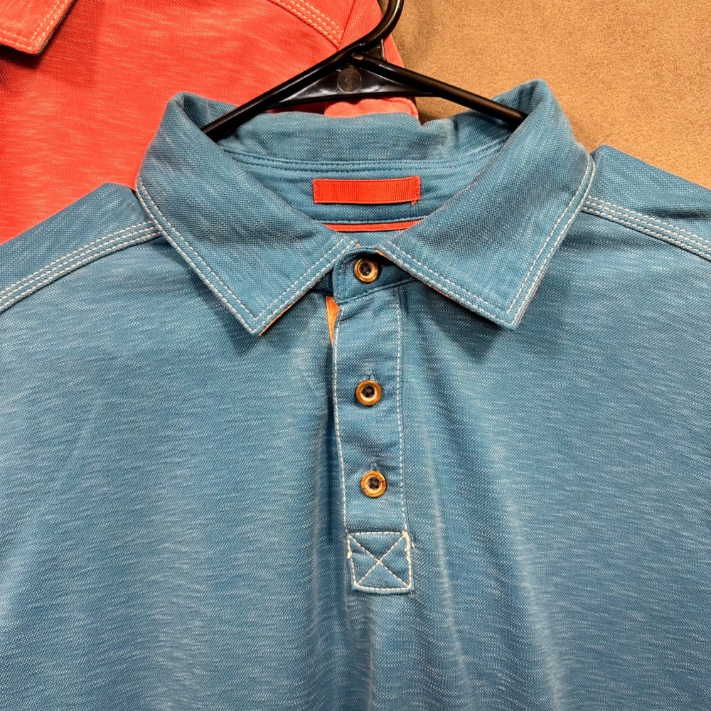 Age of Wisdom‎ Polo Shirt Mens XL Coral Pink Slub Modal Blend Excellent - Picture 2 of 13